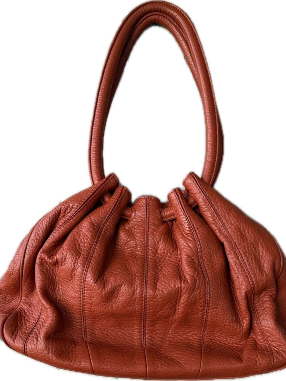 Jones New York Burnt Orange Buttery Leather Hobo 💎 Rare Midnight Blue Interior